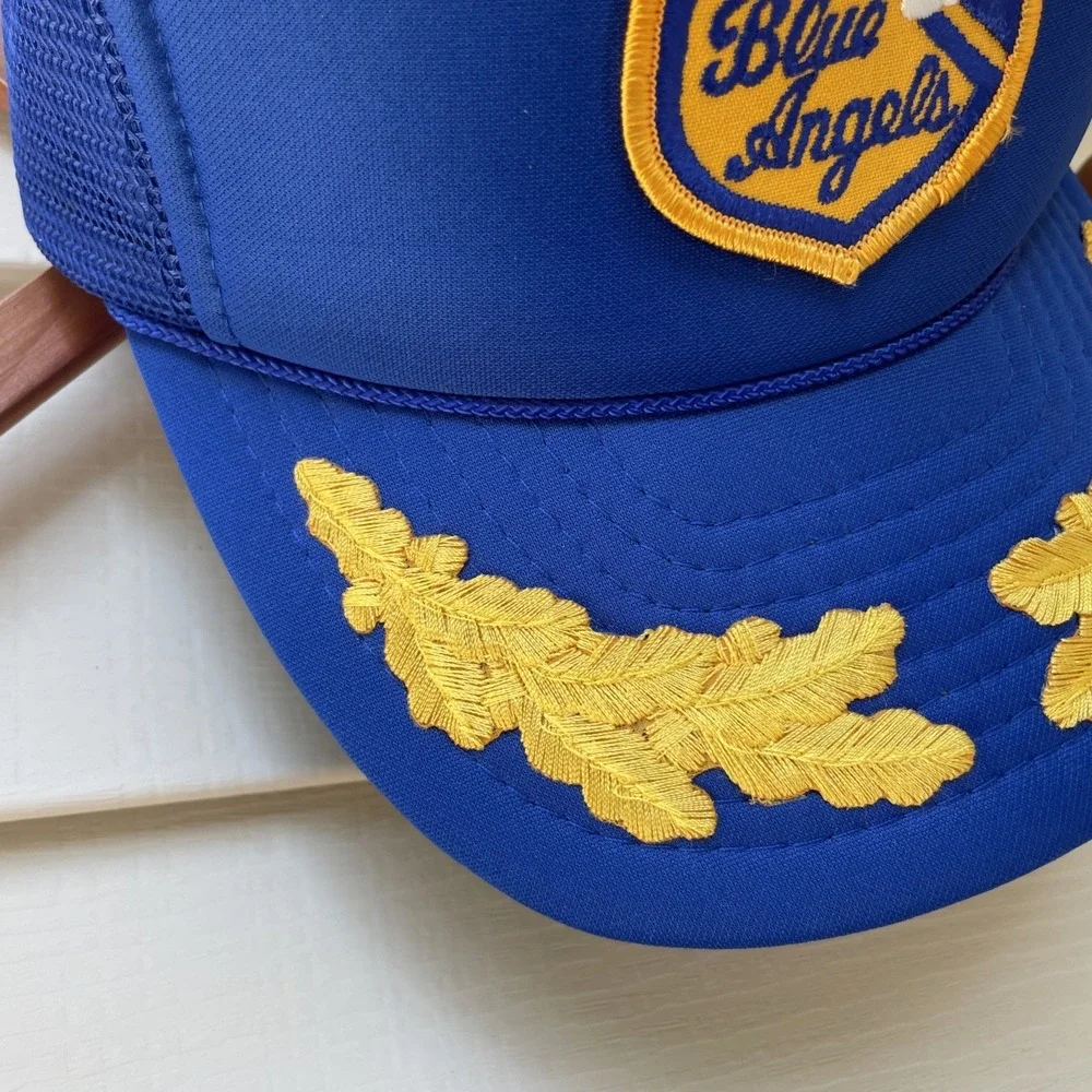 Otto Blue Angels Snapback Mesh Trucker Hat Cap US Airshow Jets Blue Gold Vintage